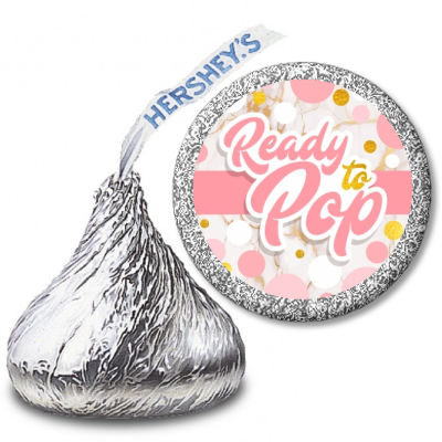 Ready To Pop Pink Gold - Hershey Kiss Baby Shower Sticker Labels