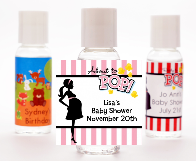  Ready To Pop Pink - Personalized Baby Shower Hand Sanitizers Favors Option 1
