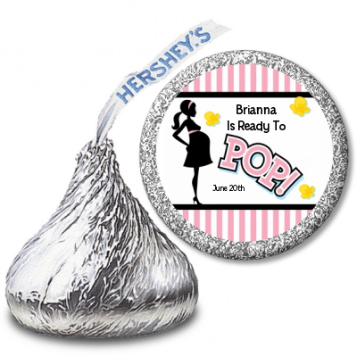 Ready To Pop Pink - Hershey Kiss Baby Shower Sticker Labels