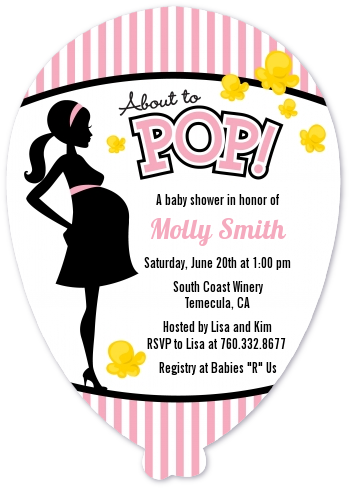 Ready To Pop Pink - Baby Shower Shaped Invitations