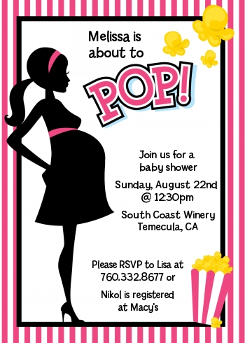  Ready To Pop Pink - Baby Shower Invitations Option 1