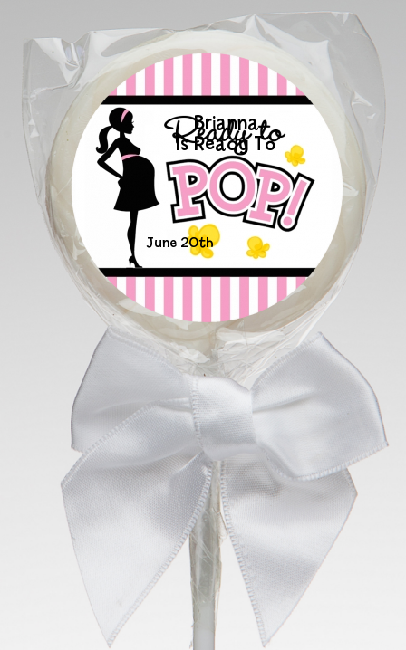  Ready To Pop Pink - Personalized Baby Shower Lollipop Favors Option 1