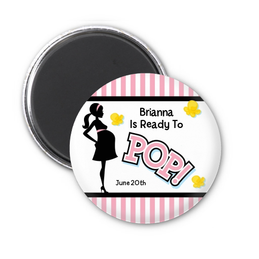  Ready To Pop Pink - Personalized Baby Shower Magnet Favors Pink 1