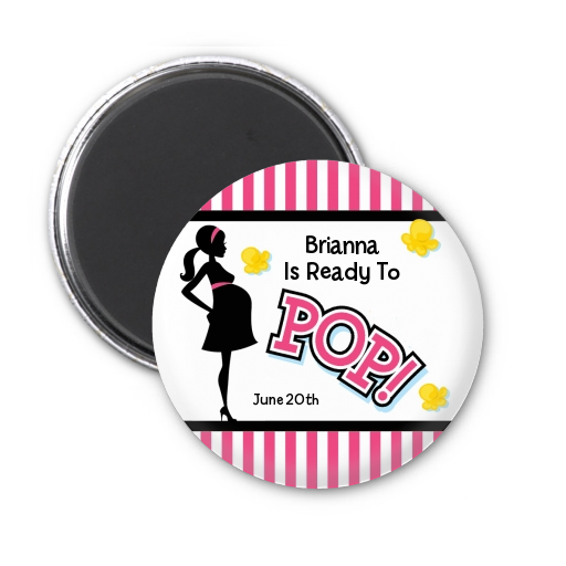  Ready To Pop Pink - Personalized Baby Shower Magnet Favors Pink 1