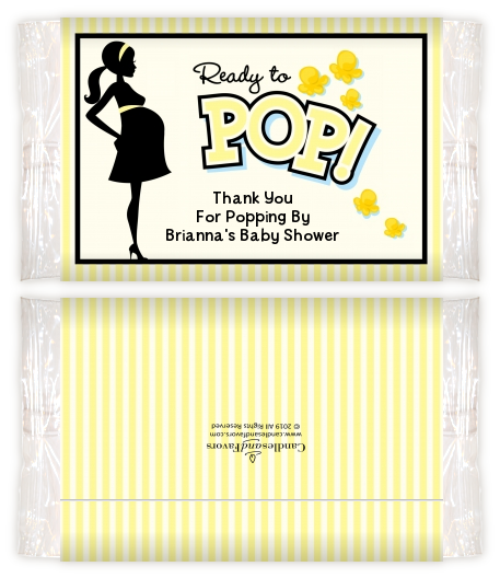  Ready To Pop Pink - Personalized Popcorn Wrapper Baby Shower Favors Pink Option 1