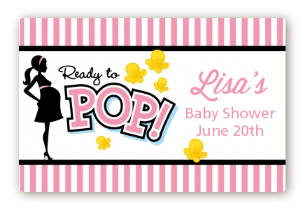 Ready To Pop Pink - Baby Shower Landscape Sticker/Labels