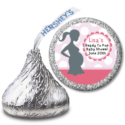 Ready To Pop Pink with white dots - Hershey Kiss Baby Shower Sticker Labels