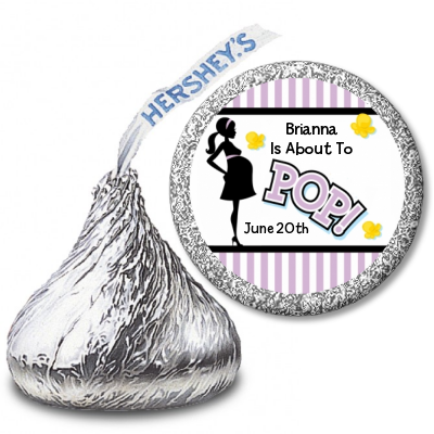 Ready To Pop Purple - Hershey Kiss Baby Shower Sticker Labels