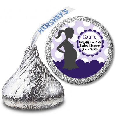Ready To Pop Purple with white dots - Hershey Kiss Baby Shower Sticker Labels