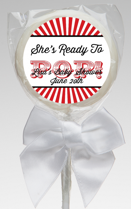  Ready To Pop Red - Personalized Baby Shower Lollipop Favors Option 1