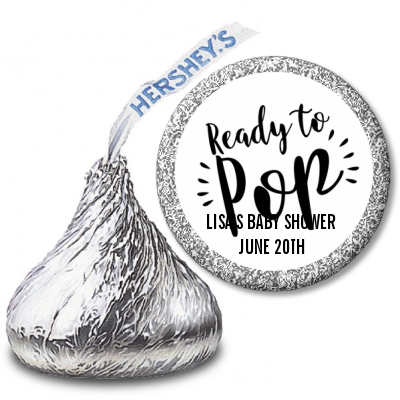  Ready To Pop Stripes - Hershey Kiss Baby Shower Sticker Labels Option 1