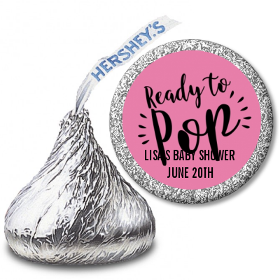  Ready To Pop Stripes - Hershey Kiss Baby Shower Sticker Labels Option 1