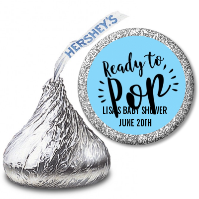  Ready To Pop Stripes - Hershey Kiss Baby Shower Sticker Labels Option 1