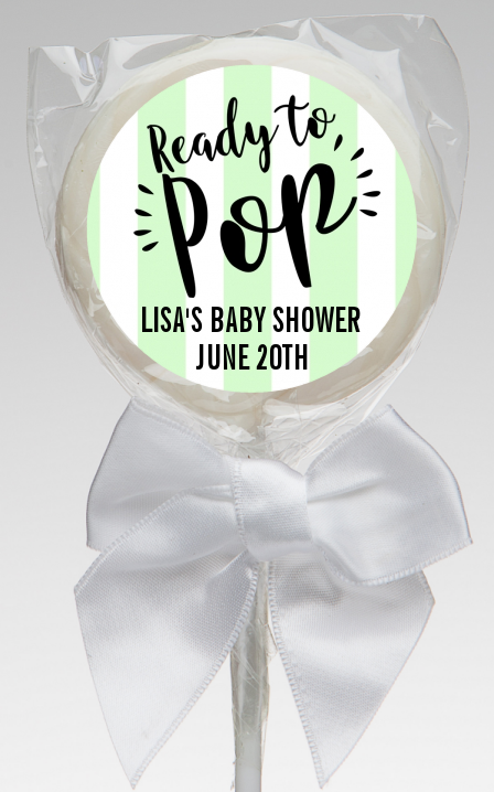  Ready To Pop Stripes - Personalized Baby Shower Lollipop Favors Option 1