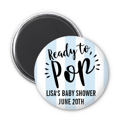  Ready To Pop Stripes - Personalized Baby Shower Magnet Favors Option 1