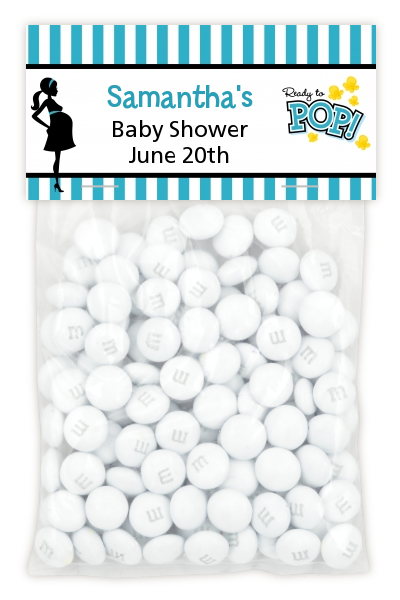 Ready To Pop Teal - Custom Baby Shower Treat Bag Topper