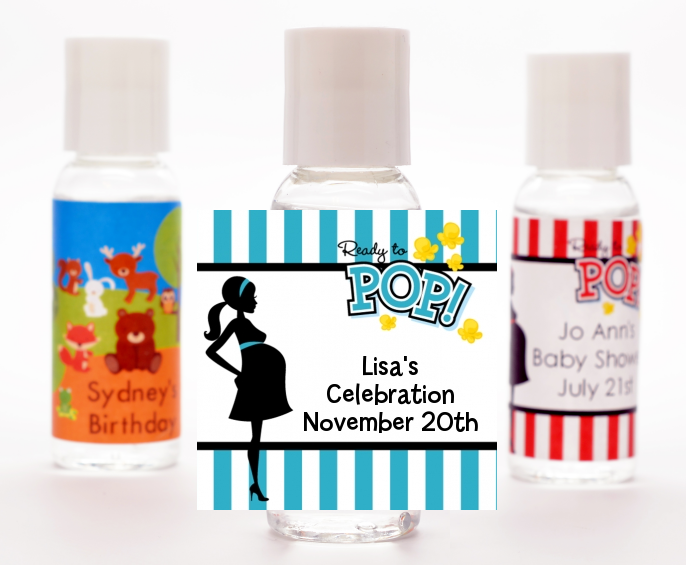  Ready To Pop Teal - Personalized Baby Shower Hand Sanitizers Favors Option 1