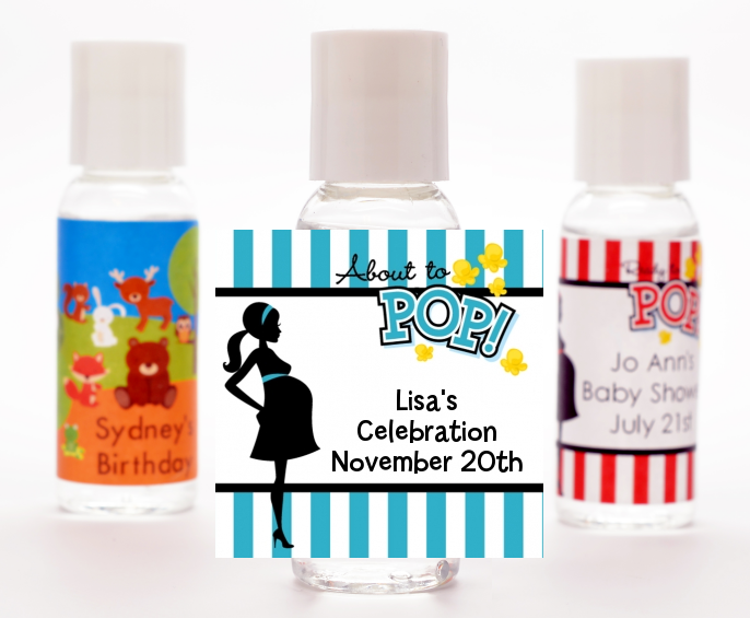  Ready To Pop Teal - Personalized Baby Shower Hand Sanitizers Favors Option 1