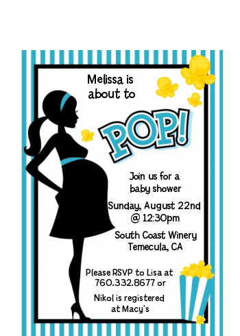 Ready To Pop Teal - Baby Shower Petite Invitations