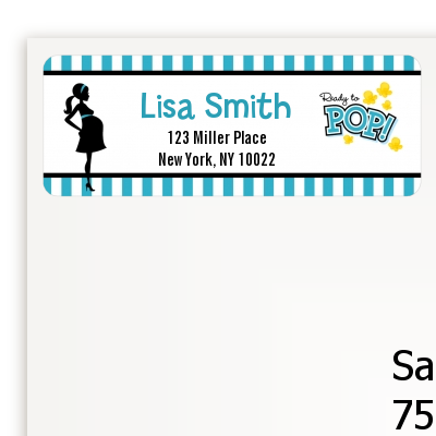 Ready To Pop Teal - Baby Shower Return Address Labels