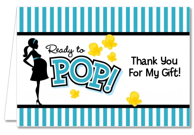 Ready To Pop Teal - Baby Shower Thank You Cards