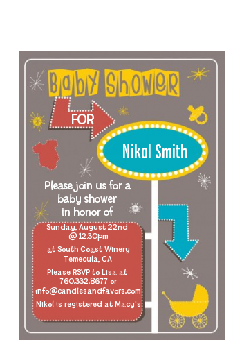 Retro Baby Theme - Baby Shower Petite Invitations