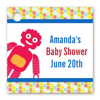 Robots - Personalized Baby Shower Card Stock Favor Tags