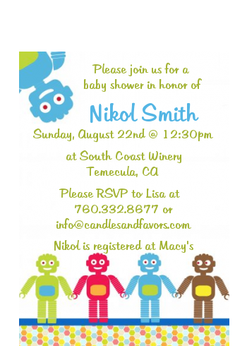 Robots - Baby Shower Petite Invitations