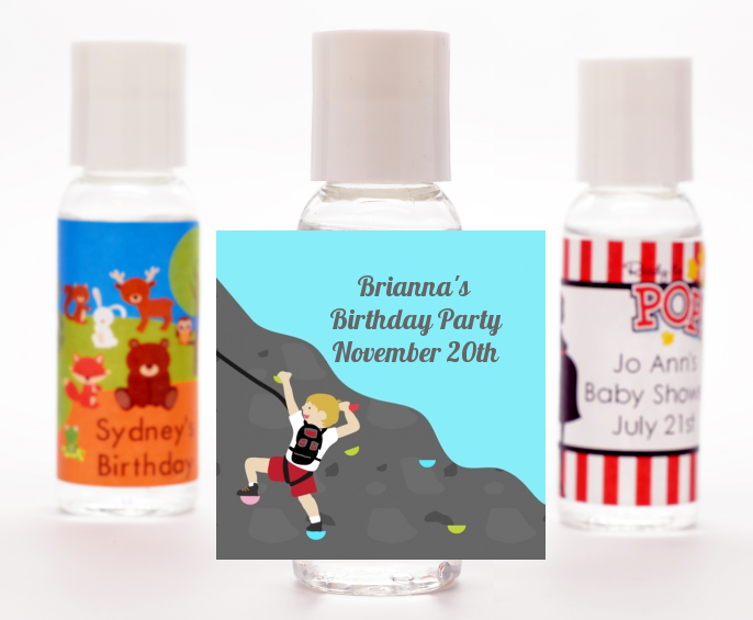 Rock Climbing - Personalized Birthday Party Hand Sanitizers Favors Kids