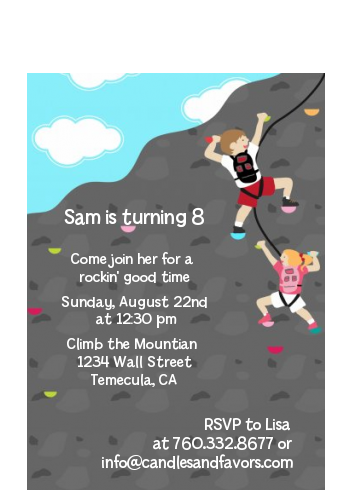  Rock Climbing - Birthday Party Petite Invitations Boy & Girl