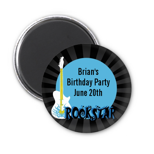  Rock Star Guitar Blue - Personalized Birthday Party Magnet Favors Blue