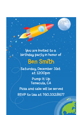 Rocket Ship - Birthday Party Petite Invitations