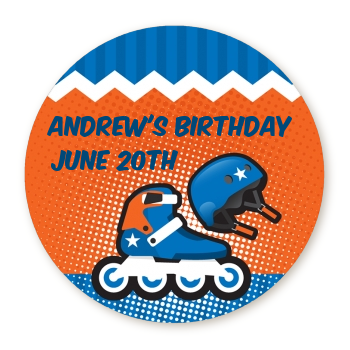  Rollerblade - Round Personalized Birthday Party Sticker Labels 
