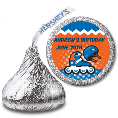 Rollerblade - Hershey Kiss Birthday Party Sticker Labels