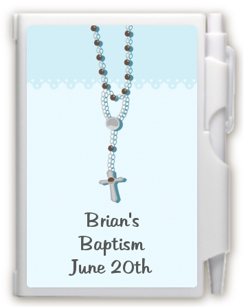 Rosary Beads Blue - Baptism / Christening Personalized Notebook Favor