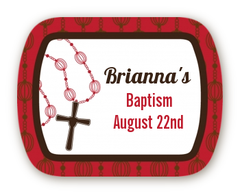 Rosary Beads Maroon - Personalized Baptism / Christening Rounded Corner Stickers