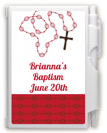 Rosary Beads Maroon - Baptism / Christening Personalized Notebook Favor