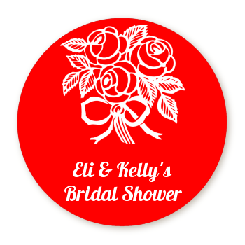  Roses - Round Personalized Bridal Shower Sticker Labels 