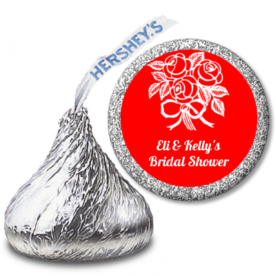 Roses - Hershey Kiss Bridal Shower Sticker Labels