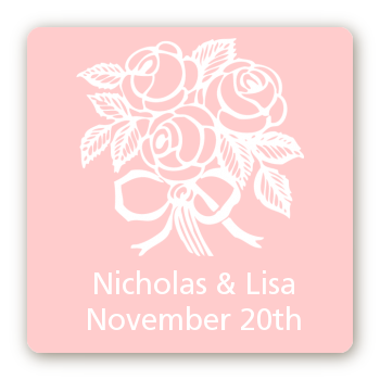 Roses - Square Personalized Bridal Shower Sticker Labels