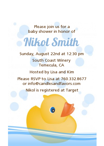 Rubber Ducky - Baby Shower Petite Invitations