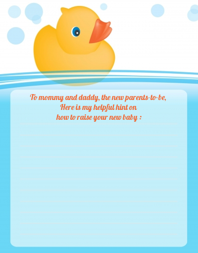 Rubber Ducky - Baby Shower Notes of Advice