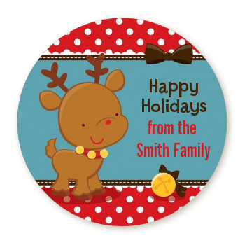  Rudolph the Reindeer - Round Personalized Christmas Sticker Labels 