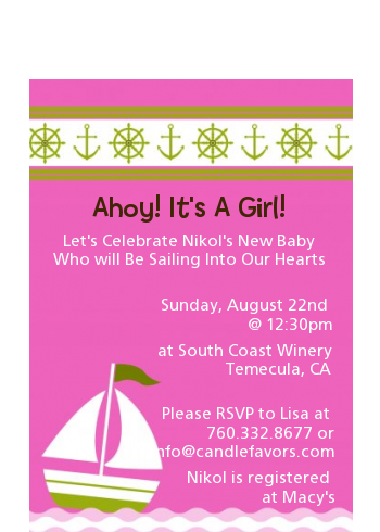 Sailboat Pink - Baby Shower Petite Invitations