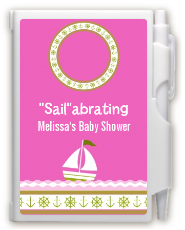 Sailboat Pink - Baby Shower Personalized Notebook Favor