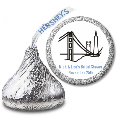 San Francisco Skyline - Hershey Kiss Bridal Shower Sticker Labels