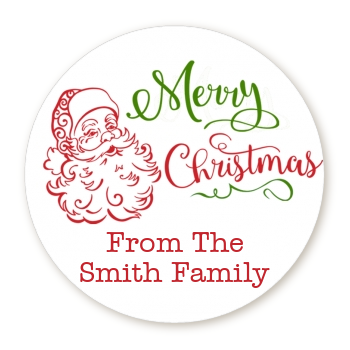  Santa Claus Outline - Round Personalized Christmas Sticker Labels 