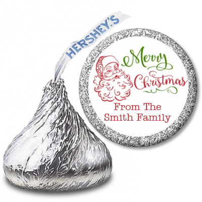 Santa Claus Outline - Hershey Kiss Christmas Sticker Labels