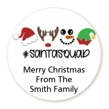  Santa Squad - Round Personalized Christmas Sticker Labels 