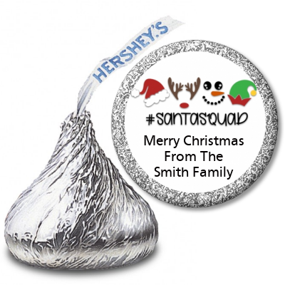 Santa Squad - Hershey Kiss Christmas Sticker Labels